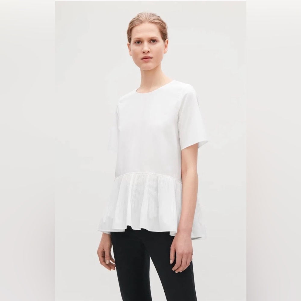 COS Pleated Short Sleeve Top - Size 4